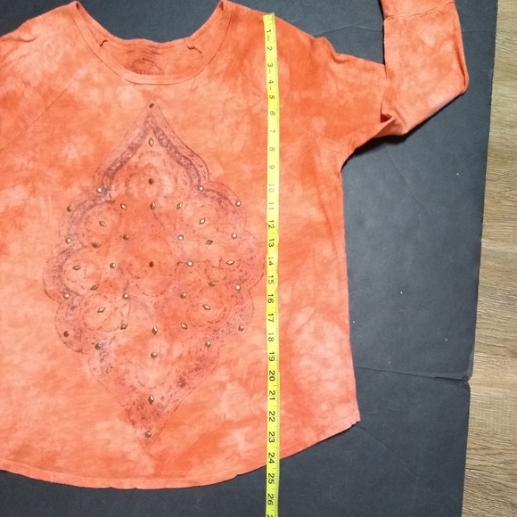 LUCKY BRAND orange graphic tee with grommets, L - Picture 13 of 14